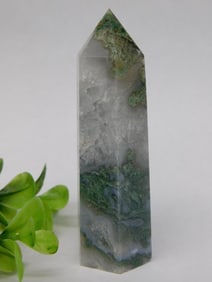 Moss Agate Crystal Tower Single Point Rock Stone Lapidary Specimen