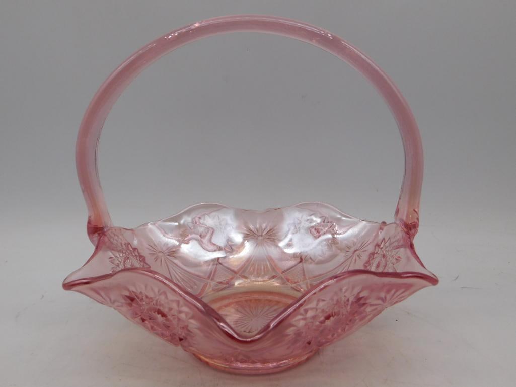 LE SMITH PINK SLUNG GLASS BASKET: LE SMITH PINK SLUNG GLASS BASKET