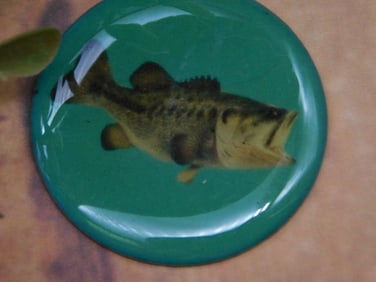 Green Cabochon With Fish Design
