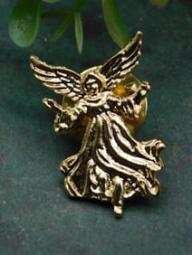 Gold-Tone Angel Lapel Pin with Clutch Back