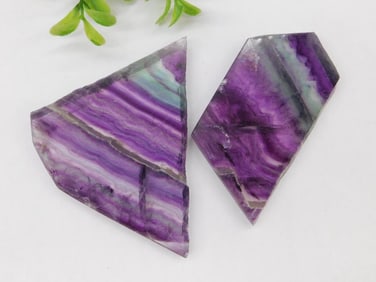 Purple Fluorite Mineral Slabs  2 Pieces Rock Stone Lapidary Specimen
