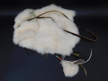 FUR PURSE WITH ACCENTS VINTAGE ANTIQUE