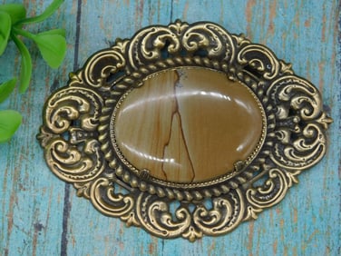 JASPER BROOCH ROCK STONE LAPIDARY SPECIMEN