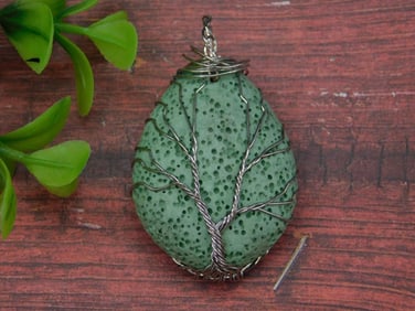 LAVA ROCK WIRE WRAPPED PENDANT ROCK STONE LAPIDARY SPECIMEN