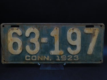 1923 CONNECTICUT LICENSE PLATE VINTAGE ANTIQUE AUTOMOBILIA