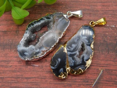 GEODE SLICE PENDANTS ROCK STONE LAPIDARY SPECIMEN