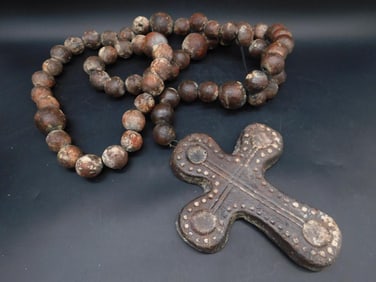 LARGE DISPLAY ROSARY VINTAGE ANTIQUE DECOR