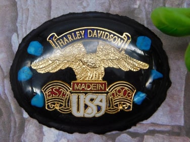 HARLEY DAVIDSON CABOCHON ROCK STONE LAPIDARY SPECIMEN