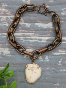 GENUINE STONE PENDANT ON CHAIN BRACELET ROCK STONE LAPIDARY SPECIMEN