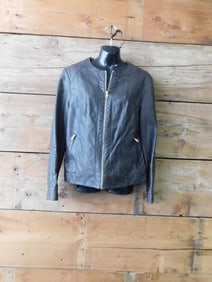 Charter Club Black Leather Jacket with Zip Closure