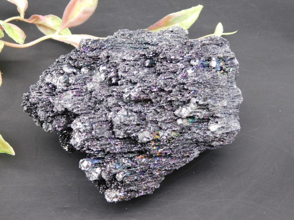 Large Black Mineral Specimen with Iridescence: Large Black Mineral Specimen with Iridescence