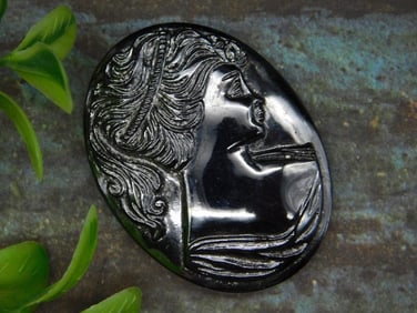Black Carved Cameo Cabochon