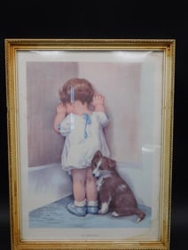 FRAMED IN DISGRACE PRINT BY BESSE PEASE GUTMANN VINTAGE ANTIQUE