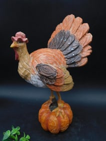 TURKEY ON PUMPKIN DECOR HOLIDAY DECORATION