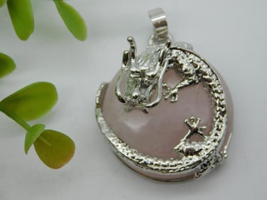 ROSE QUARTZ DRAGON PENDANT ROCK STONE LAPIDARY SPECIMEN