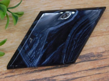 BLACK SARDONYX DIAMOND CARVED ROCK STONE LAPIDARY SPECIMEN