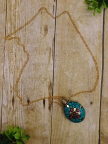 MIXED STONE STUDDED SNUFF BOTTLE ON CHAIN