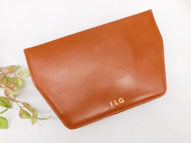 Brown Leather Travel Case with Glass Vials and Accessories