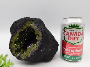 Geode Cluster with Green and Purple Crystals