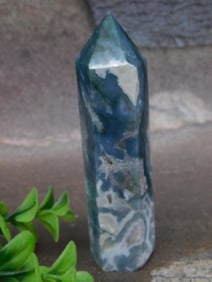 Polished Moss Agate Tower, 85 Grams