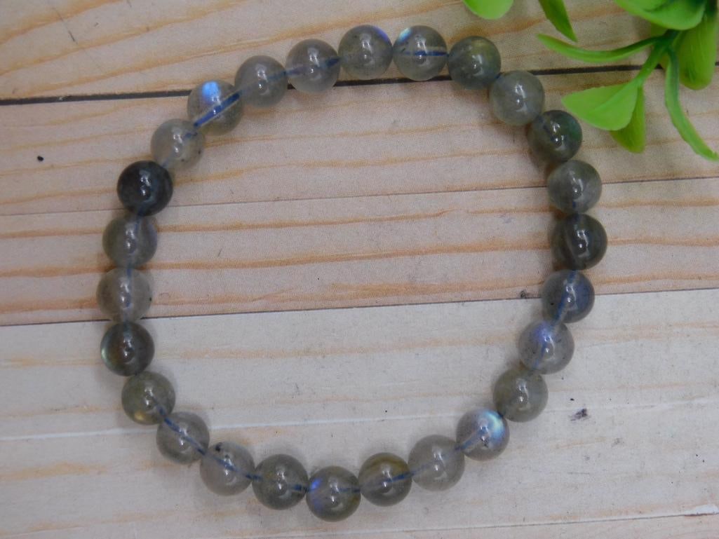 Labradorite Beaded Stretch Bracelet ROCK STONE LAPIDARY SPECIMEN: Labradorite Beaded Stretch Bracelet ROCK STONE LAPIDARY SPECIMEN
