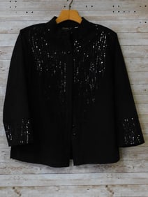 Bob Mackie Wearable Art Black Jacket with Sequins
