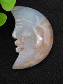 Carved Agate Crescent Moon Ornament ROCK STONE LAPIDARY SPECIMEN
