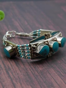 Silver Bracelet With Turquoise Accents