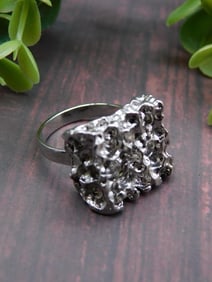 Silver-Toned Ring with Textured Rock-Like Design