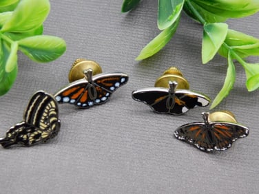 FOUR Butterfly Design Enamel Lapel Pins