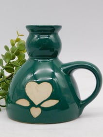 Green Ceramic Jug with Heart Motif
