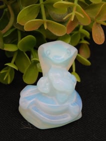 Carved Opalite SNAKE Figurine with Iridescent Hue ROCK STONE LAPIDARY SPECIMEN
