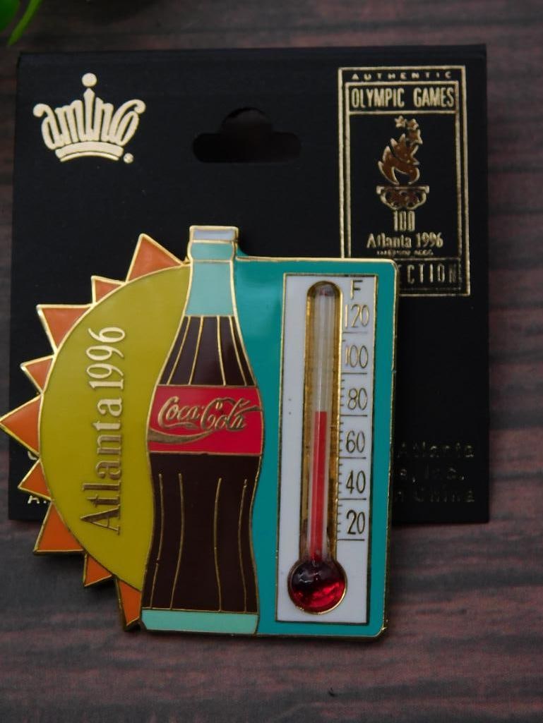 Atlanta 1996 Coca-Cola Olympic Thermometer Pin: Atlanta 1996 Coca-Cola Olympic Thermometer Pin