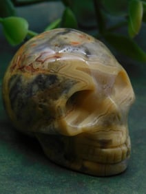 CRAZY LACE Stone Skull Figurine With Variegated Patterns ROCK STONE LAPIDARY SPECIMEN