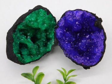 Vibrant Green and Blue Crystal Geodes Rock Stone Lapidary Specimen