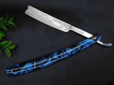 Collectors Edition Straight Razor with Blue Handle