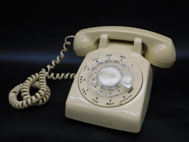 Vintage Rotary Dial Telephone in Beige Finish