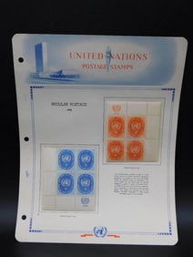 United Nations Postage Stamps Sheet with 1953 Designs