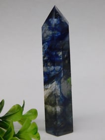 Blue and Black Crystal Obelisk Rock Stone Lapidary Specimen