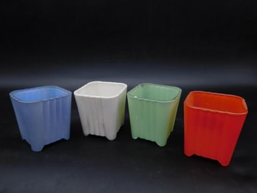 Four Vintage Colored Glass Platers