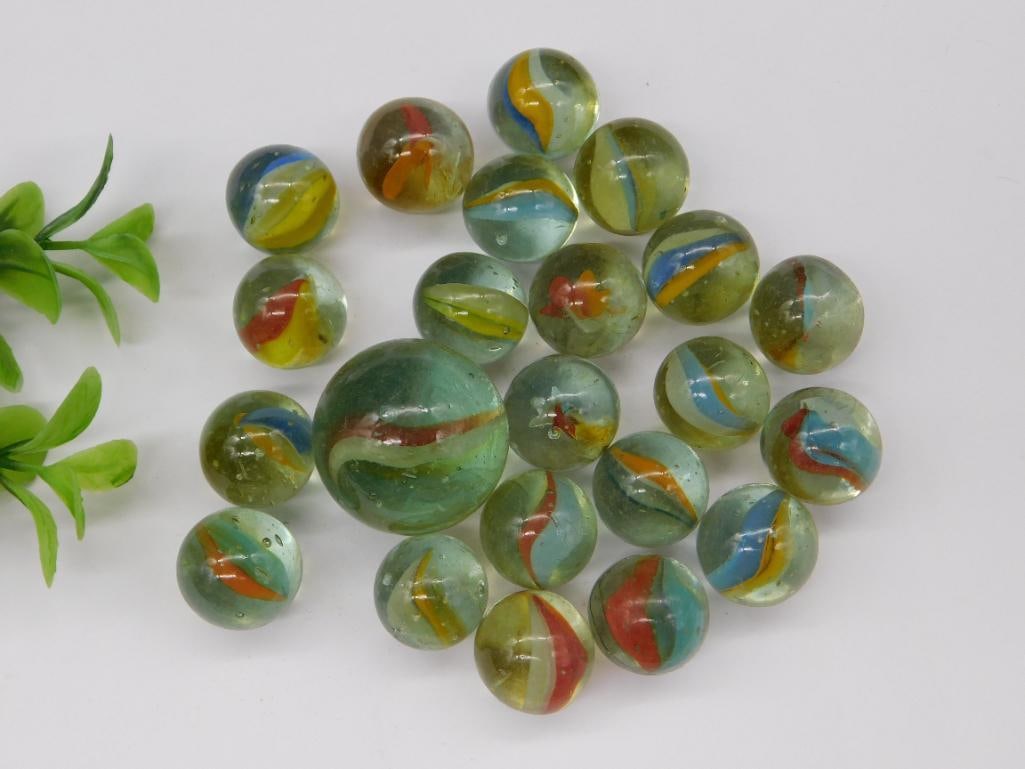 Vintage Glass Marbles with Multi-Color Swirls: Vintage Glass Marbles with Multi-Color Swirls