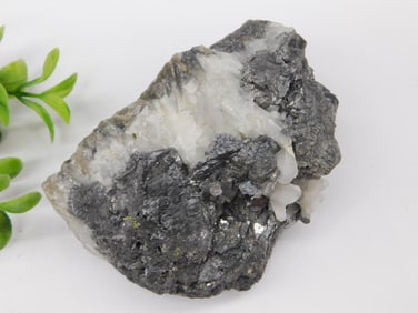 Mineral Specimen with Metallic and White Quartz Features
