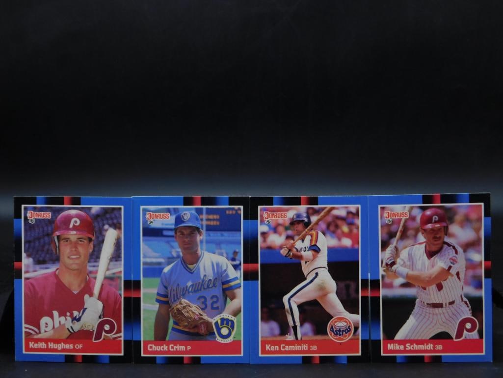 1988 Donruss Baseball Cards Strip Featuring 4 Players (1 of 2)