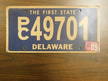 Vintage Antique License Plate US Delaware Collectible 197