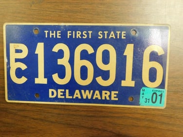 Vintage Antique License Plate US Delaware Collectible 208