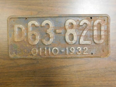 Vintage Antique License Plate 1932 US Ohio Collectible 244
