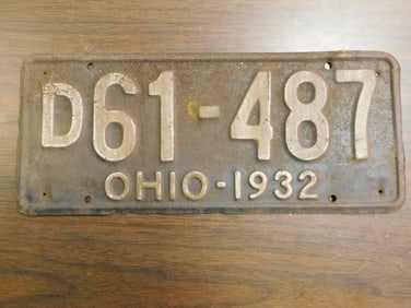 Vintage Antique License Plate 1932 US Ohio Collectible 265