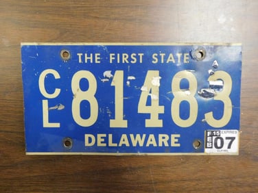 Vintage Antique License Plate US Delaware Collectible 268