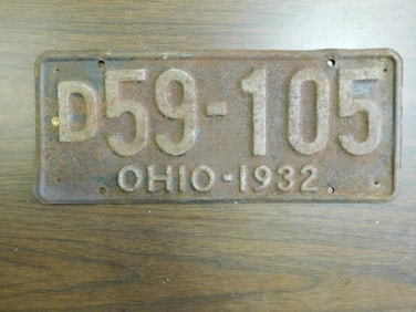 Vintage Antique License Plate 1932 US Ohio Collectible 269