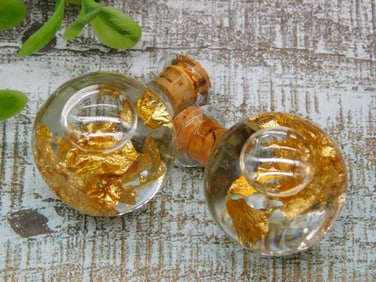 GOLD FLAKES IN BOTTLE ROCK STONE LAPIDARY SPECIMEN